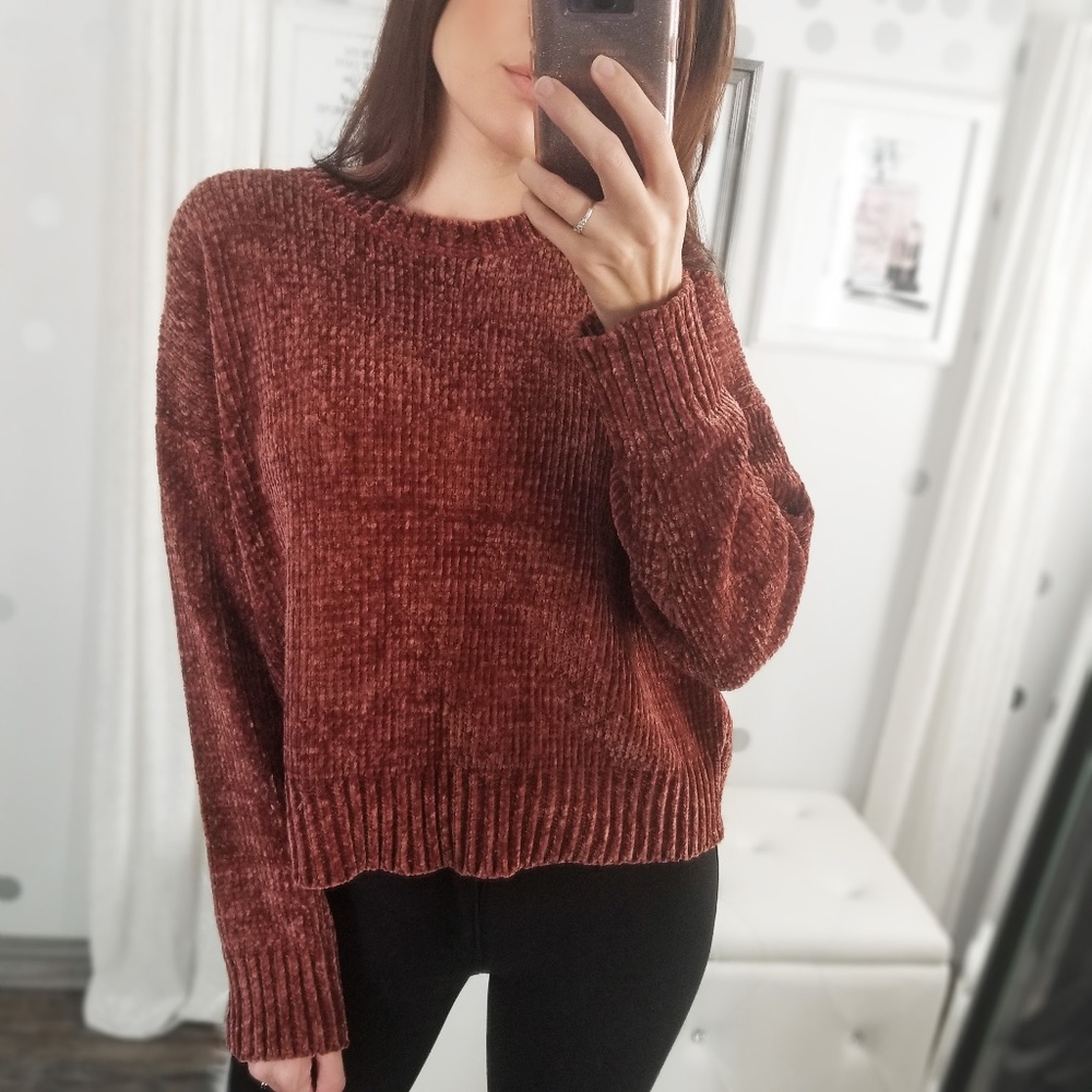 Last1️⃣Cinnamon Chenille Sweater Plush Pullover - Picture 2 of 9